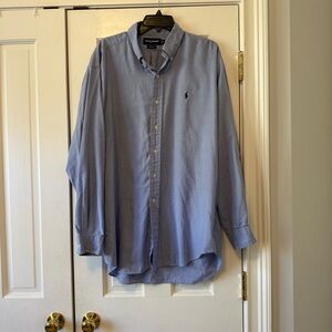 Ralph Lauren Sport Blue & White Houndstooth Long Sleeve Button Up Blake Shirt XL